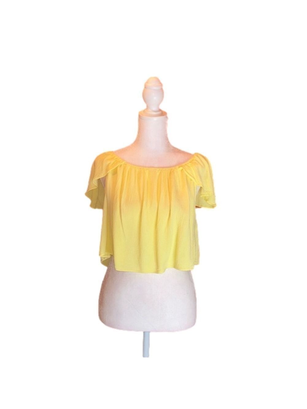 TOPSHOP Adorable Banana Yellow Crop Top Size 8 - Picture 1 of 8